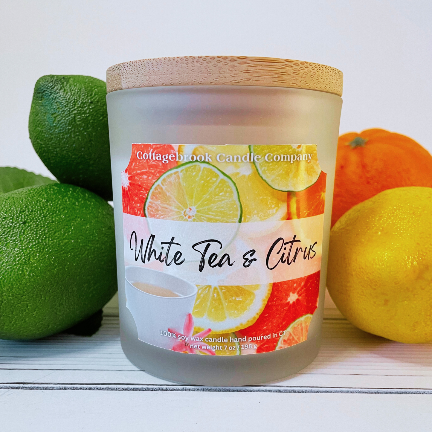 White Tea & Citrus Soy Candle | 100% Soy Wax, Hand-Poured, Eco-Friendly