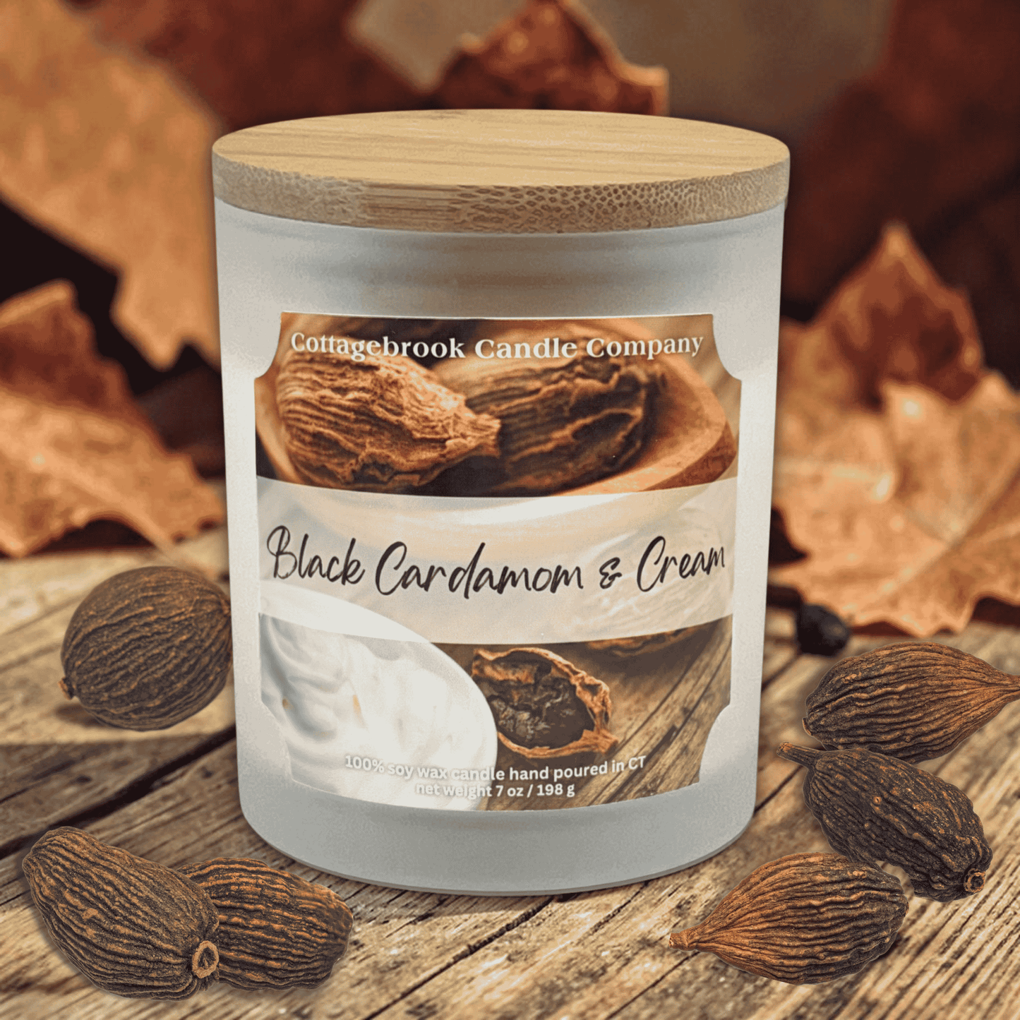 Black Cardamom & Cream Soy Candle | 100% Soy Wax, Hand-Poured, Eco-Friendly