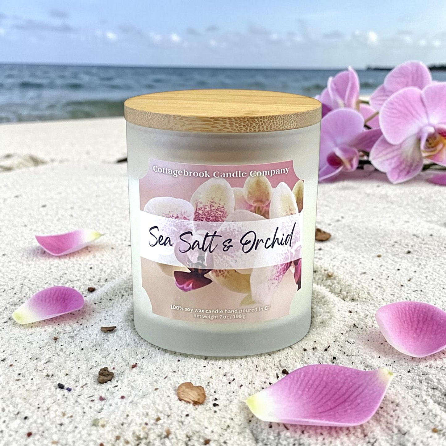 Sea Salt & Orchid Soy Candle | 100% Soy Wax, Hand-Poured, Eco-Friendly